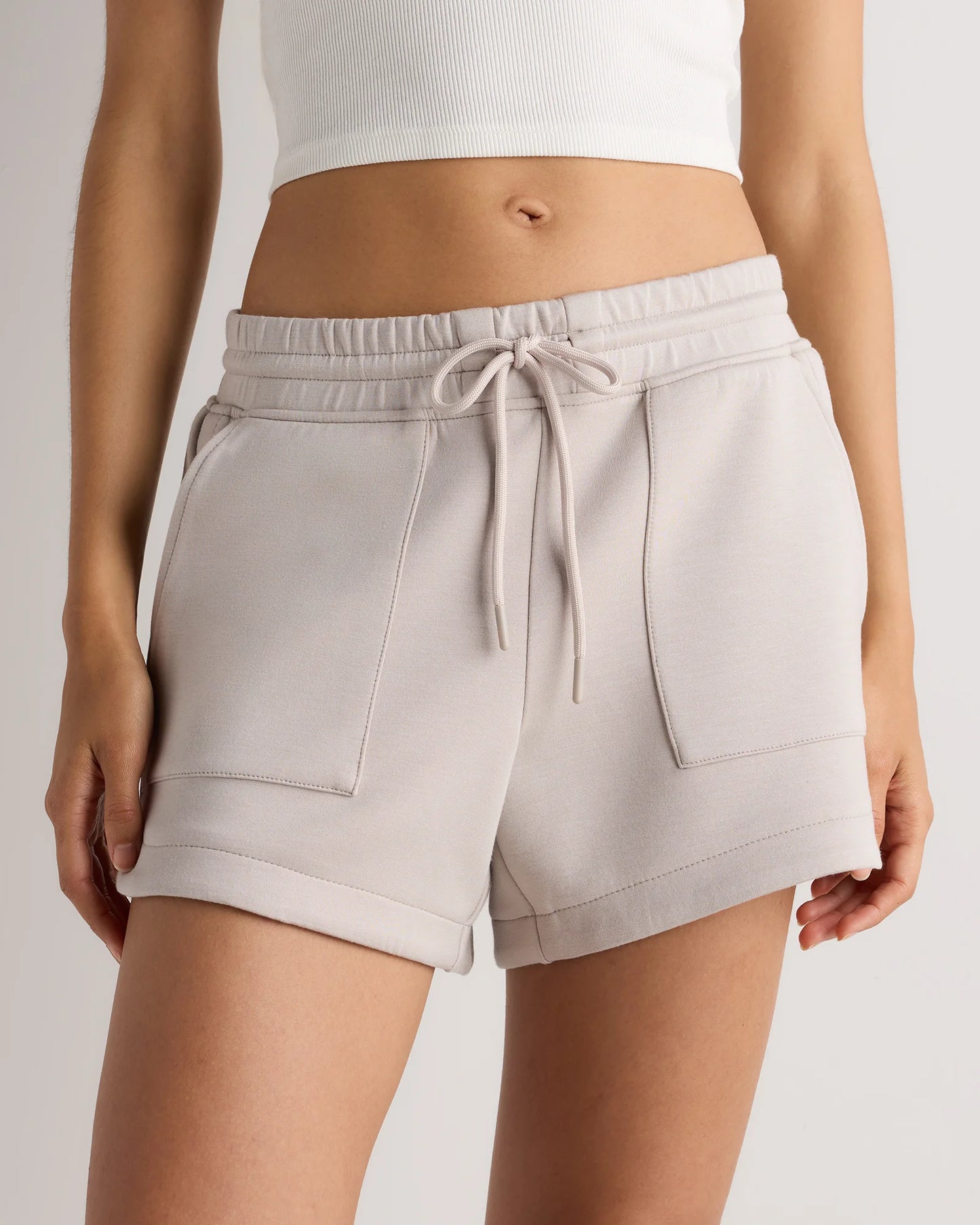 CloudComfort High-Rise Sweatshorts - XS / Pebble Beige