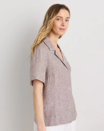 100% European Linen Short Sleeve Shirt - XS / Moonstone Blue