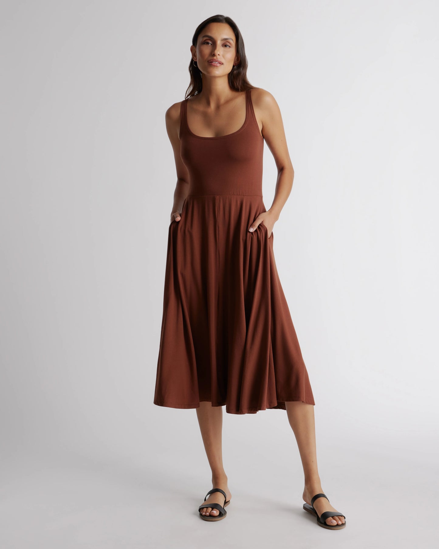 Tencel Jersey Fit & Flare Dress - XS / Dark Olive