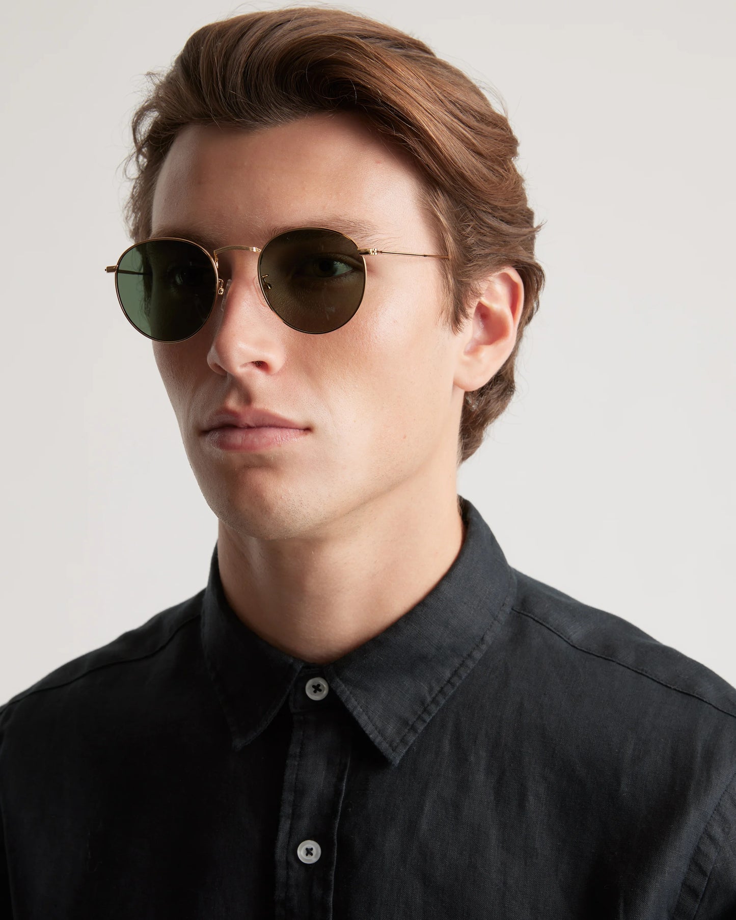 Hugo Polarized Stainless Steel Sunglasses - One Size / Gold with Green lens