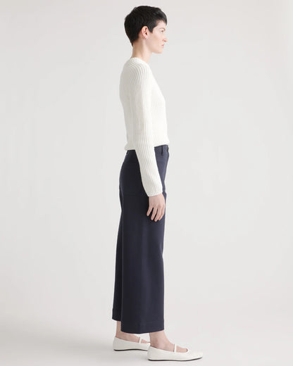 Ultra-Stretch Ponte Cropped Wide Leg Pant - 0 / Navy