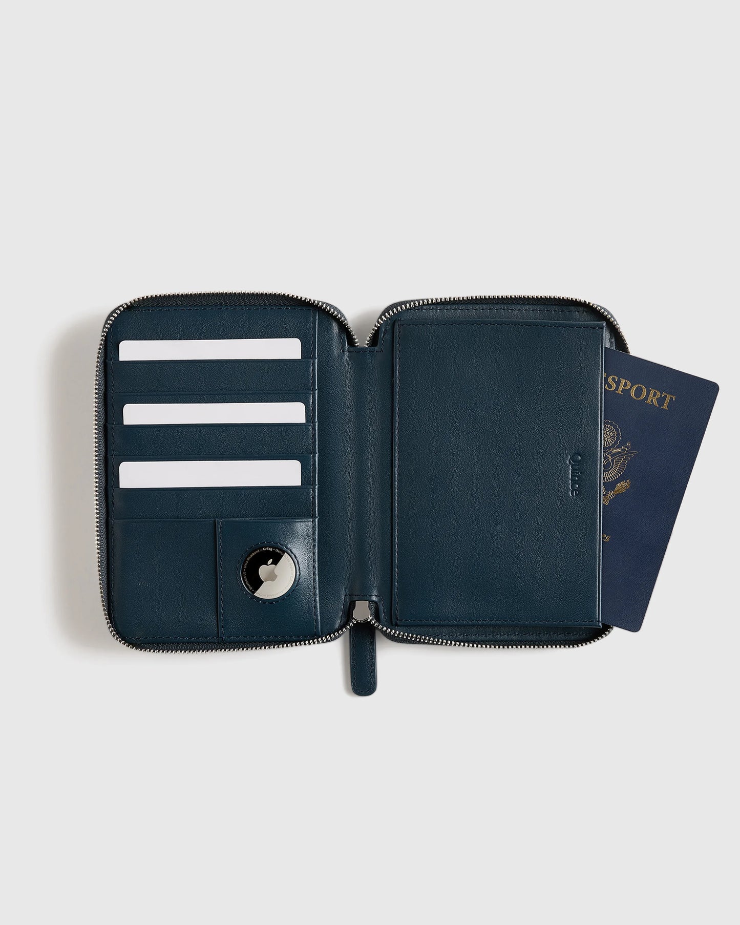 Nappa Leather RFID Zip Travel Wallet - One Size / Black