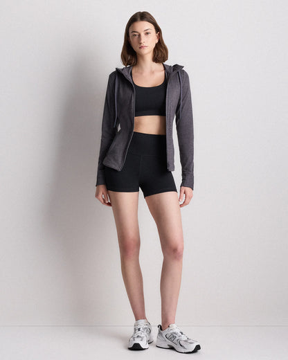 Ultra-Soft Slim Fit Hooded Jacket - XS / Heather Black