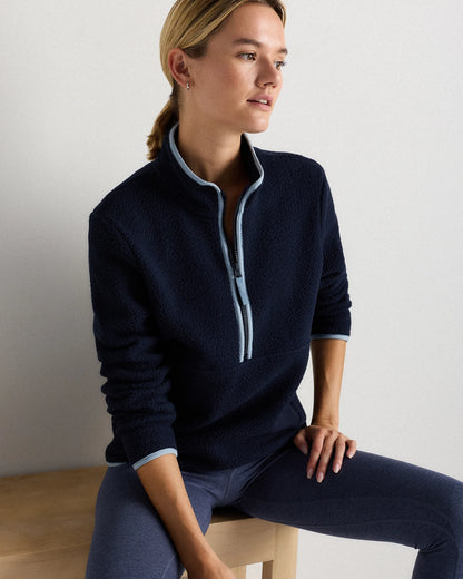 Sherpa Half-Zip Jacket - XS / Deep Navy/Spa Blue