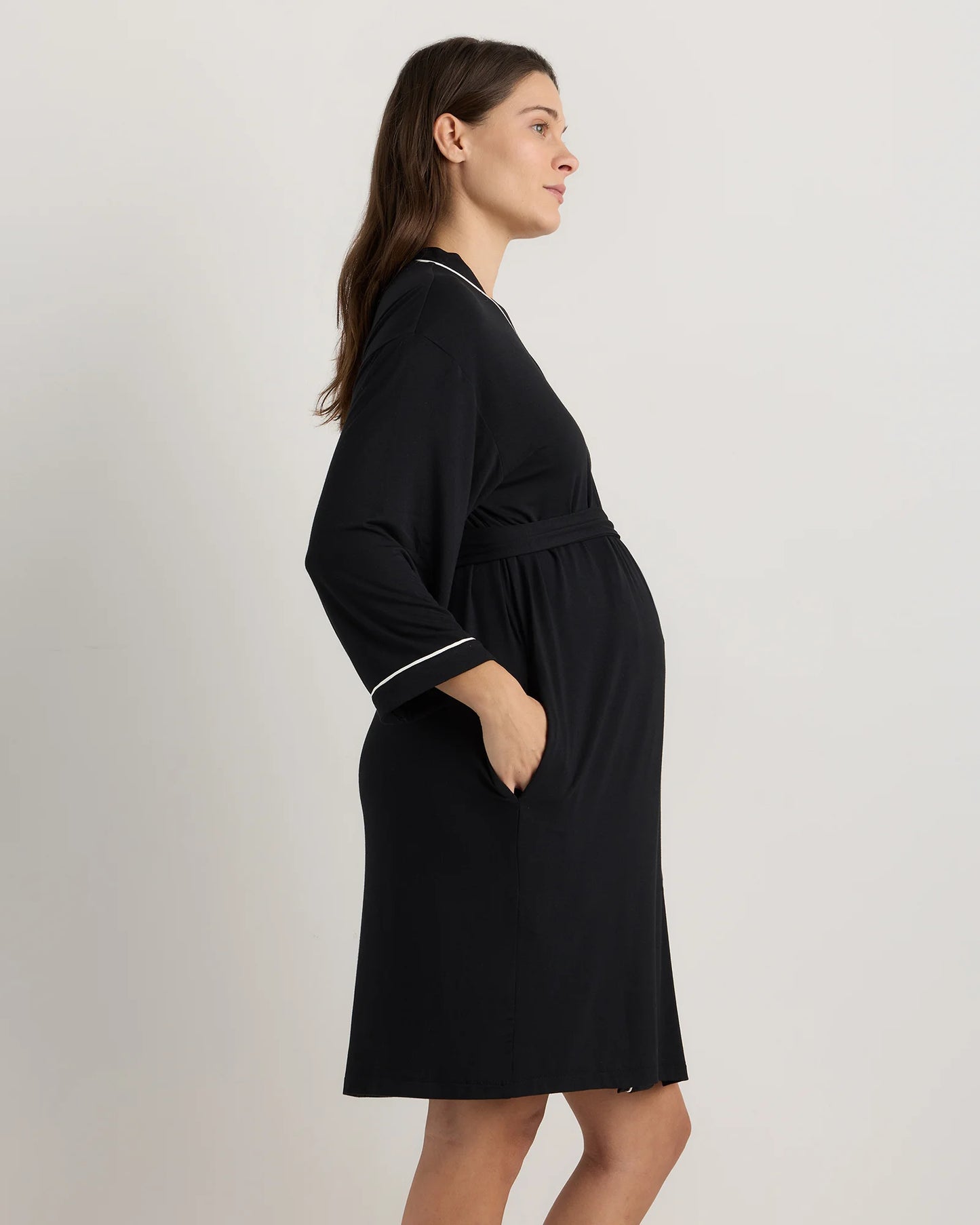 Bamboo Jersey Maternity Robe - XS / Deep Navy