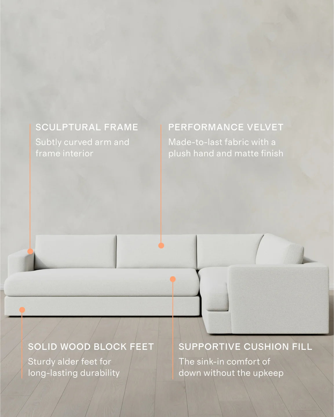 Sierra Curved Arm L Sectional in Performance Basketweave - Right Arm / Fog
