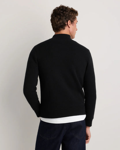 100% Reversible Cashmere Full Zip Sweater - S / Black/Charcoal