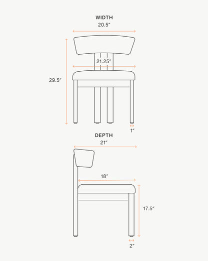 Solid Wood and Performance Fabric Dining Chair (Set of 2) - Set of 2 / Ivory/Natural