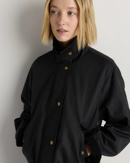 Organic Waxed Cotton Cropped Barn Jacket - XS / Vintage Black