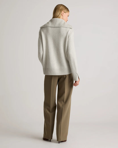 Luxe Baby Cashmere Quarter Zip Sweater - XS / Creamy Cortado
