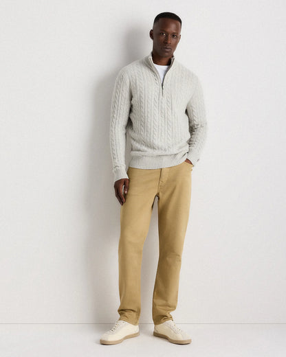 Luxe Baby Cashmere Cable Quarter Zip Sweater - S / Pearled Ivory