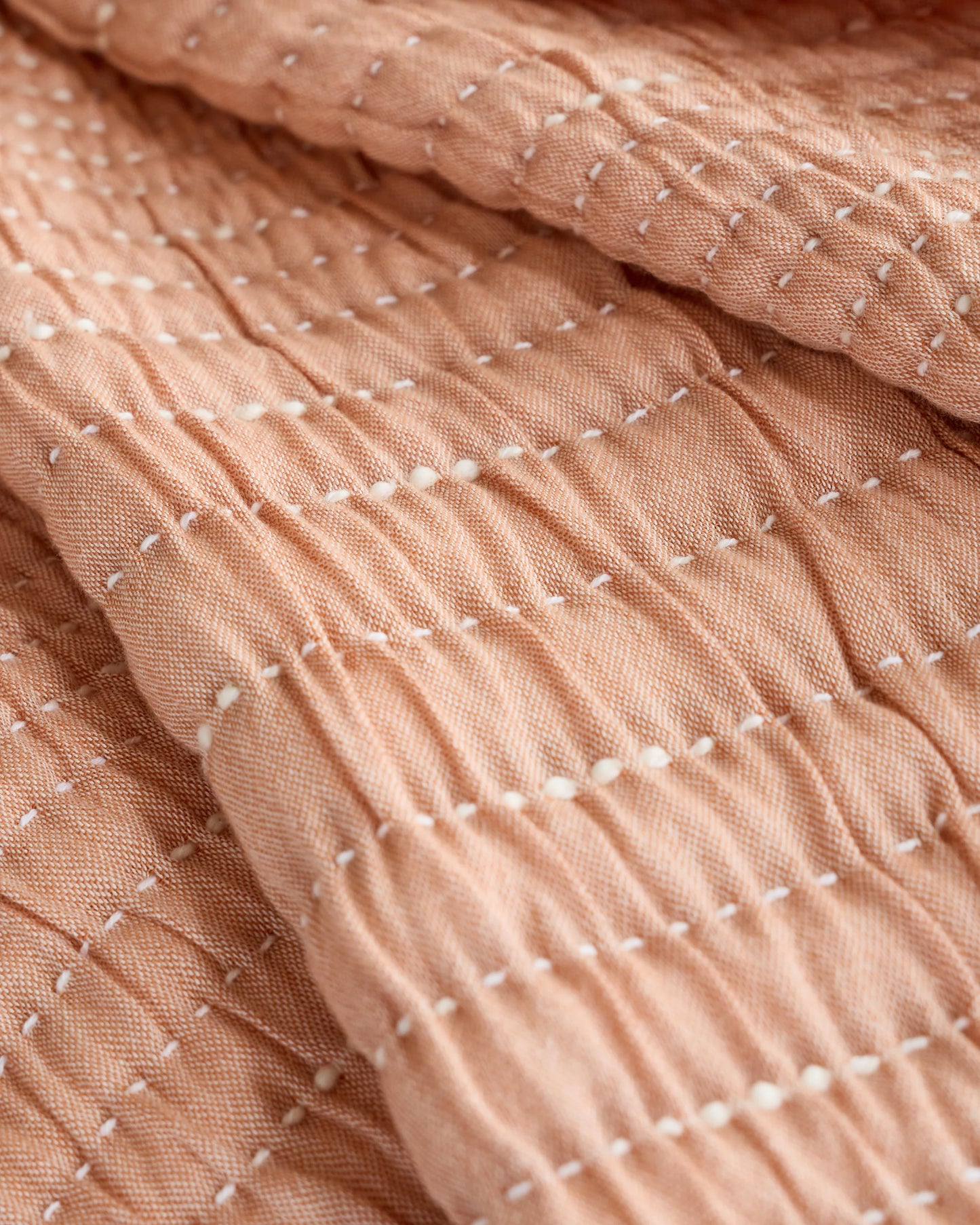 Organic Cotton Channel Stitch Coverlet - Twin / Coral Pink