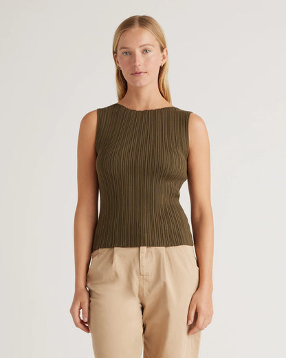 Cotton Cashmere Ribbed Tank - XS / Heather Oatmeal
