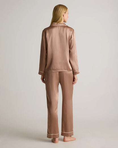 100% Washable Silk Satin Pajama Pant - XS / Toasted Almond