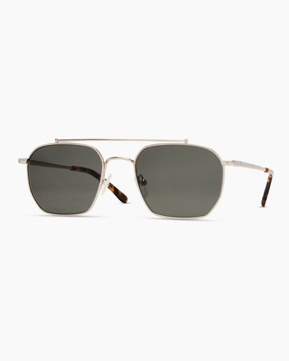 Baja Polarized Stainless Steel Sunglasses - One Size / Silver with Green lens