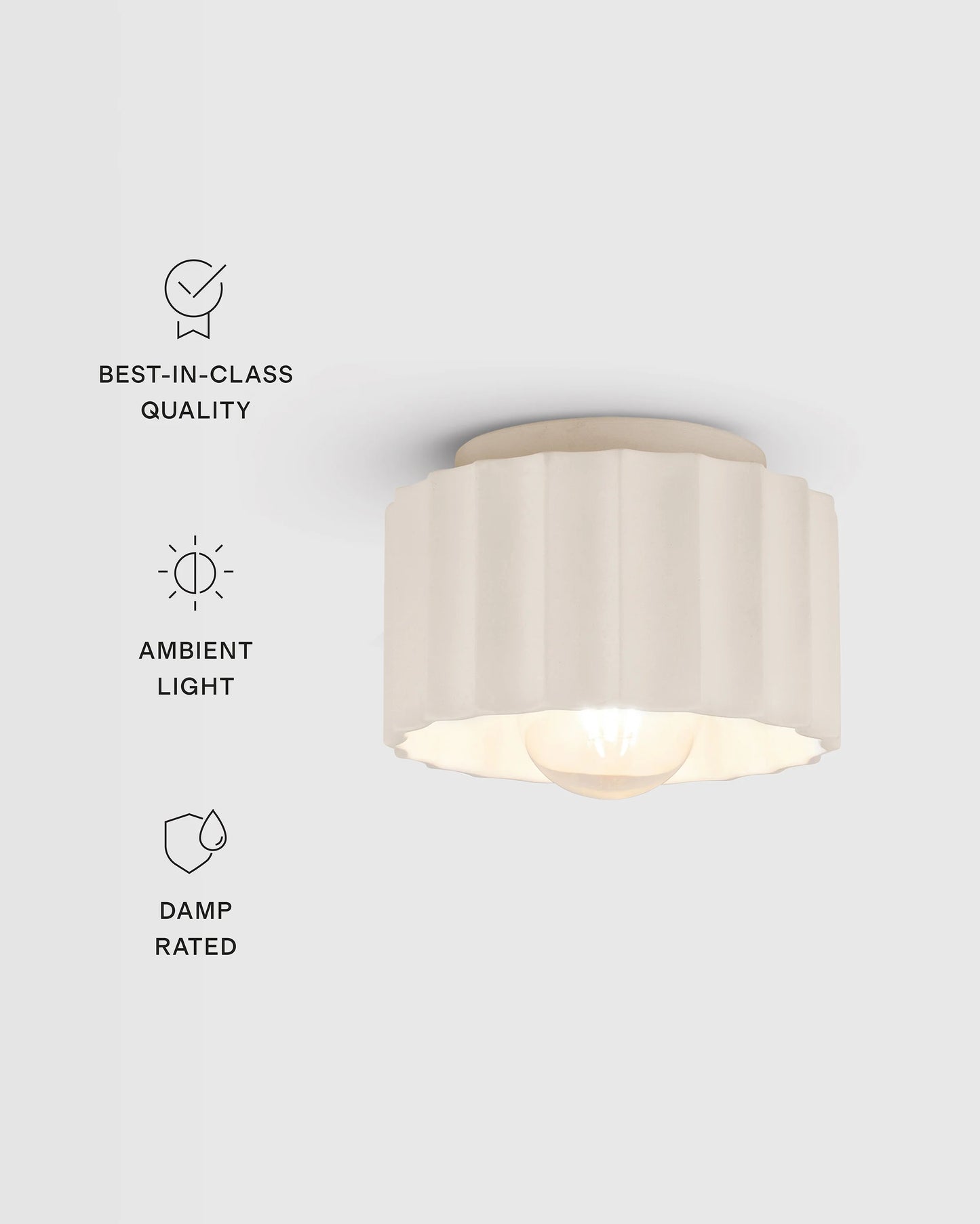 Scalloped Ceramic Flush Mount / Sconce - 8" / Natural
