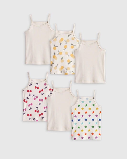 100% Organic Cotton Cami 6-Pack - 2T / White Multi Pack