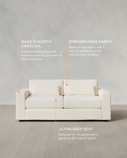Ashford Deep Seat Sofa in Performance Chenille Linen Blend - 7ft / Snow