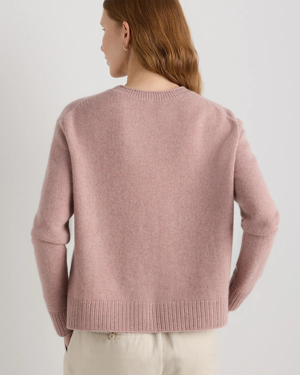 Mongolian Cashmere Boxy Crewneck Sweater - XS / Faded Denim/Brown/Ivory Variegated Stripe