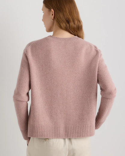 Mongolian Cashmere Boxy Crewneck Sweater - XS / Faded Denim/Brown/Ivory Variegated Stripe