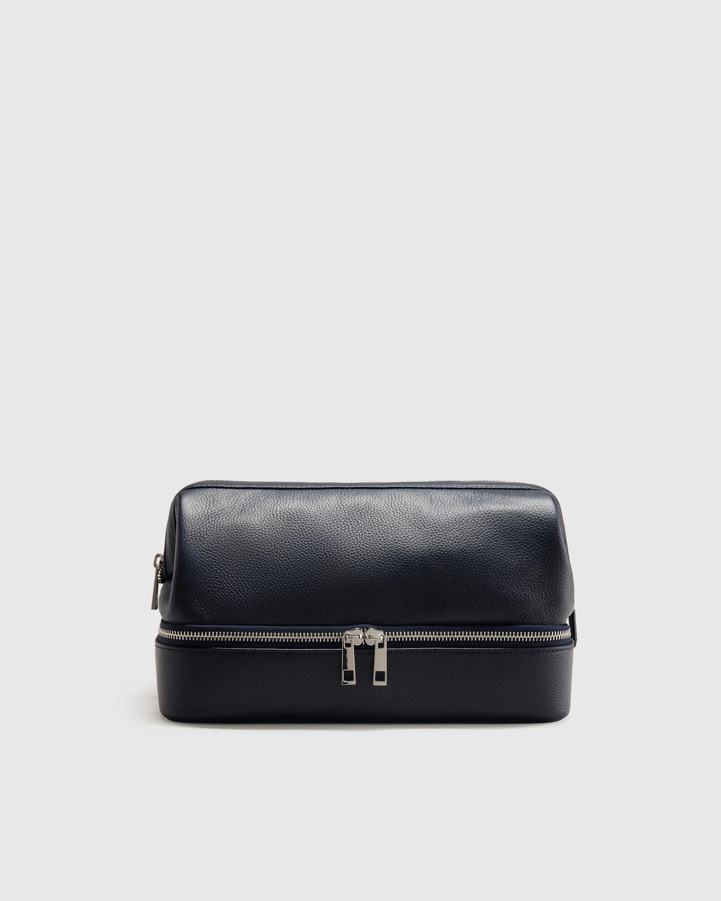 Italian Leather Dual Compartment Toiletry Bag - One Size / Ruby Red