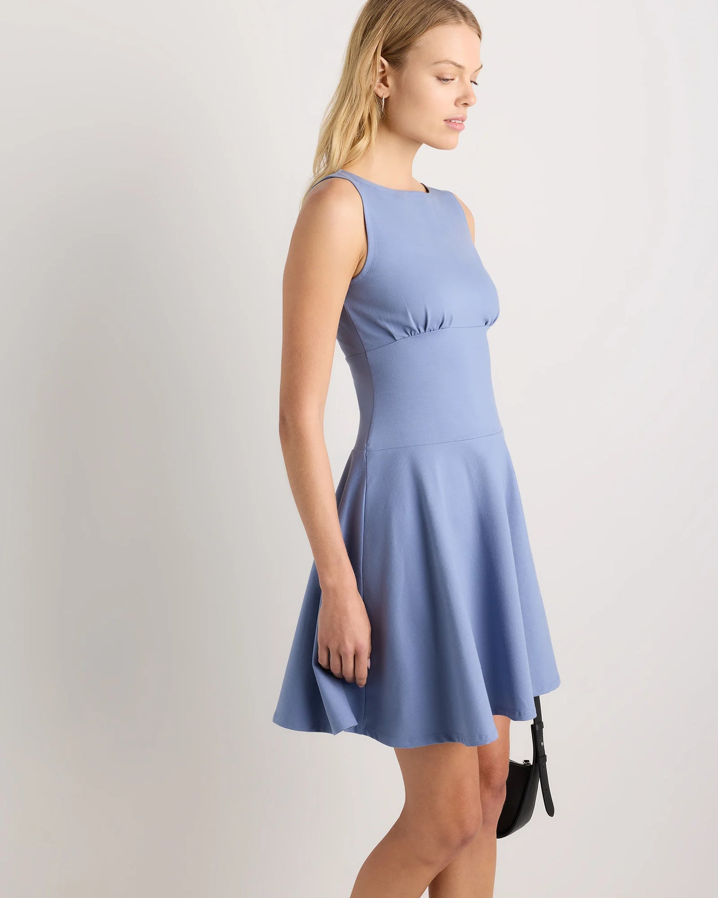Organic Stretch Jersey Drop Waist Mini Dress - XS / Espresso