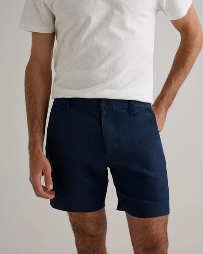 100% European Linen Trouser Shorts - 7" - S / Bayberry Olive