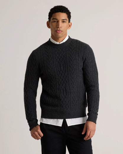 Mongolian Cashmere Cable Crewneck Sweater - S / True Navy