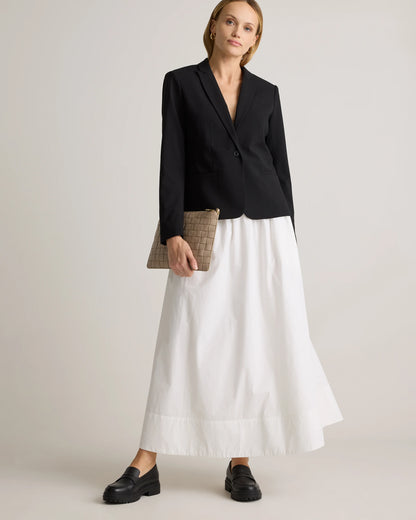100% Organic Cotton Poplin A-line Maxi Skirt - XS / Classic White