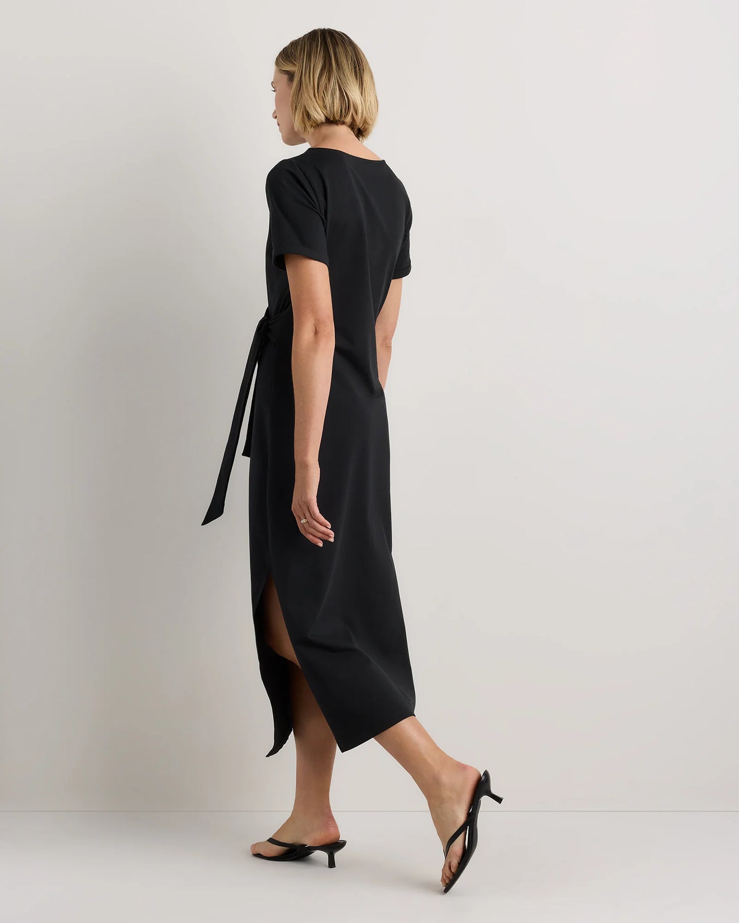 Stretch Cotton Jersey Side Tie Midi Dress - XS / Spiced Orange