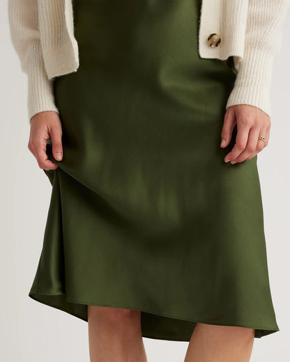 100% Washable Silk Skirt - XS / Champagne