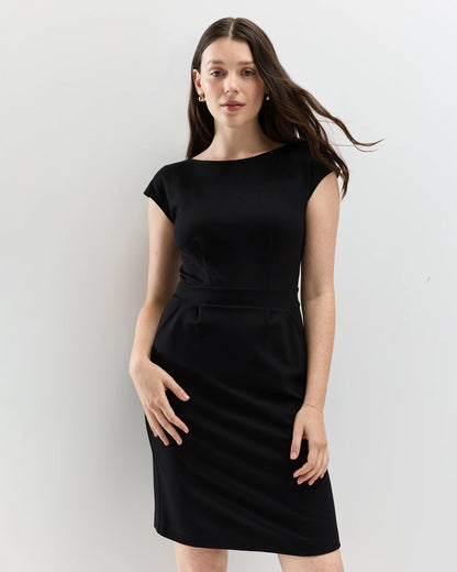 Ultra-Stretch Ponte Cap Sleeve Dress - XS / Ruby Red