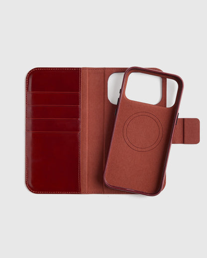 Italian Leather Phone 2-in-1 Folio Case - 17 Pro / Black