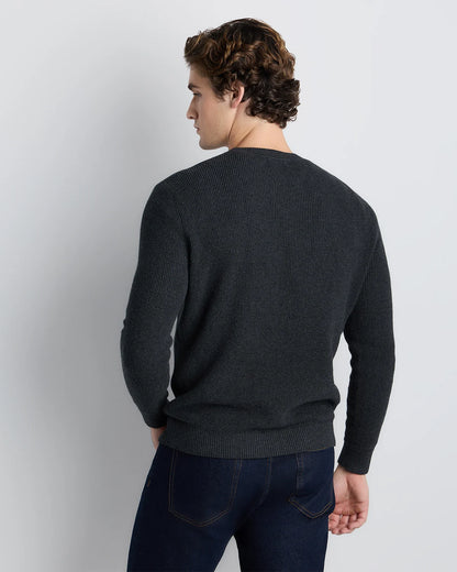 Organic Cotton Cashmere Waffle Crewneck Sweater - S / Bayberry Olive