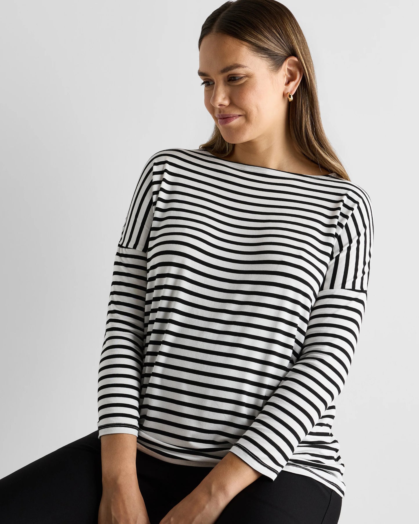 Bamboo Jersey Maternity Long Sleeve Tee (2-pack) - XS / Wine Tasting Red/Nocturnal Green