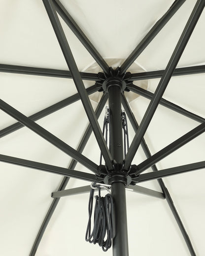 9' Round Sunbrella Outdoor Umbrella and Base - One Size / Natural/Black