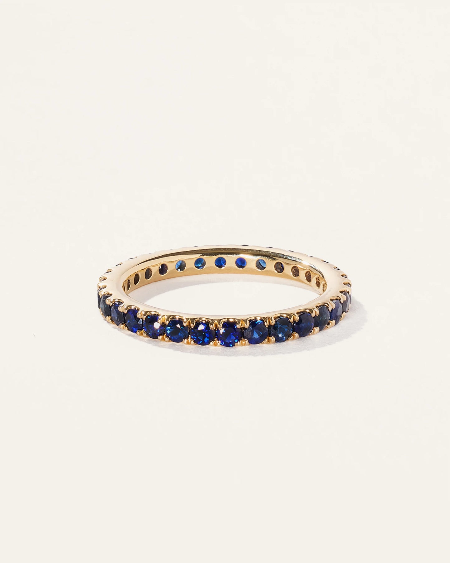 14K Gold Gemstone Pave Eternity Band - 5 / Lab Created Emerald