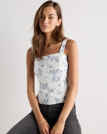 100% European Linen Fitted Tank - XS / Moonstone Blue
