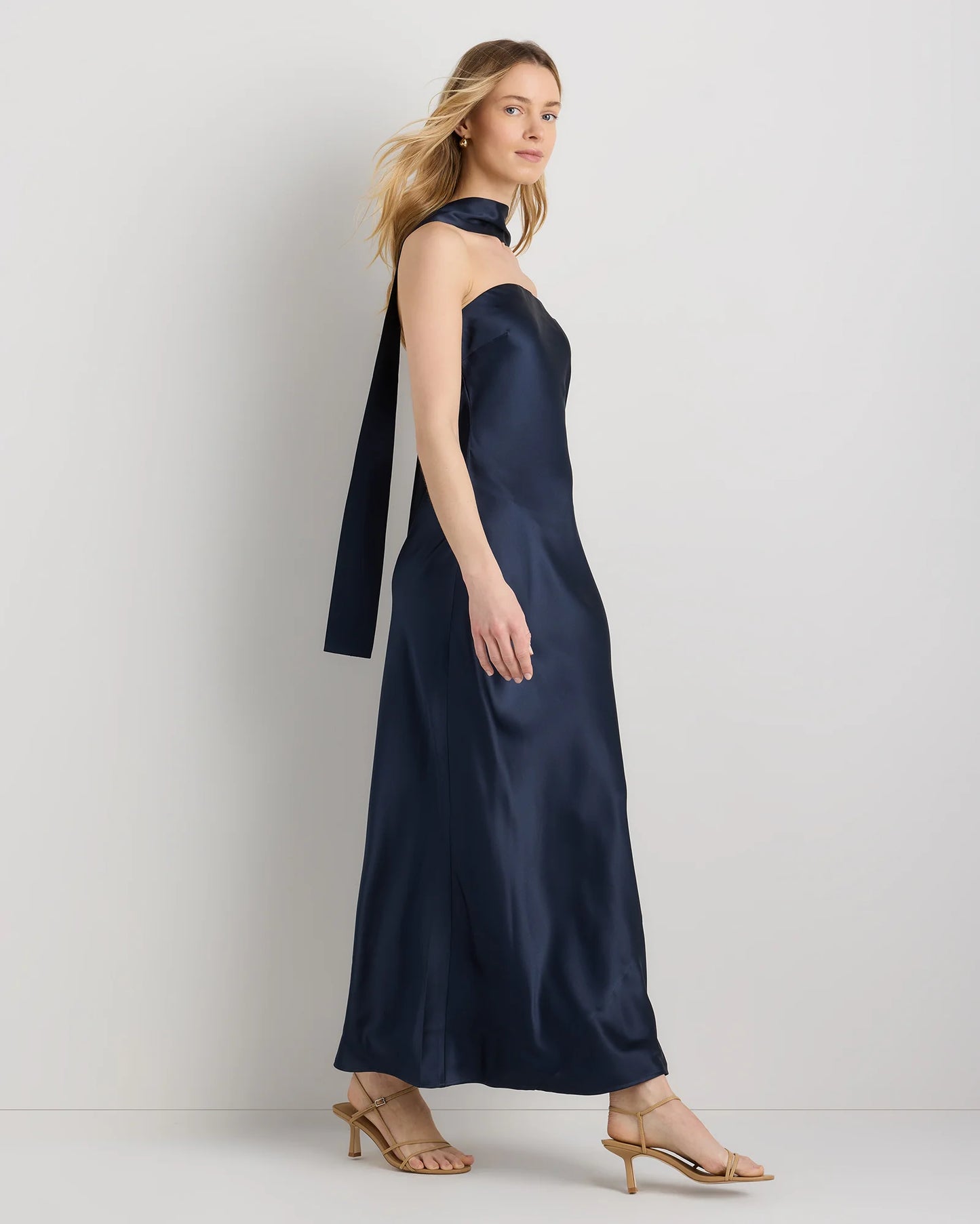 100% Washable Silk Strapless Scarf Maxi Dress - XS / Black
