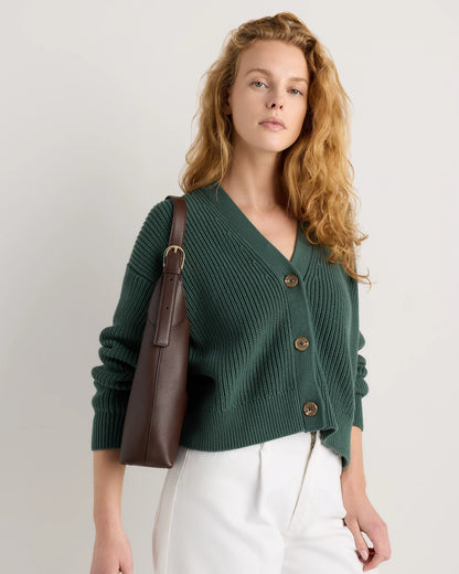 Full-Grain Leather Small Shoulder Bag - One Size / Black
