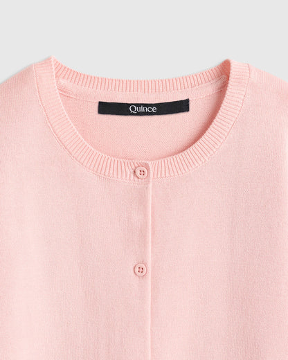 100% Organic Cotton Crewneck Cardigan - 6 / Ivory
