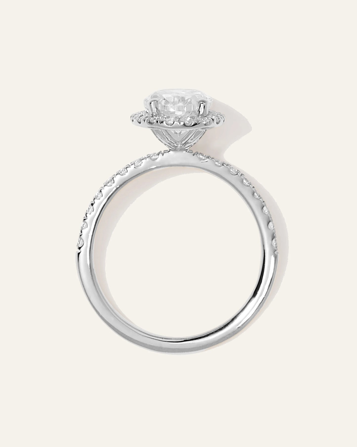 Lab Grown Diamond Oval Halo Pave Engagement Ring - 1.50ct - 4 / Yellow Gold