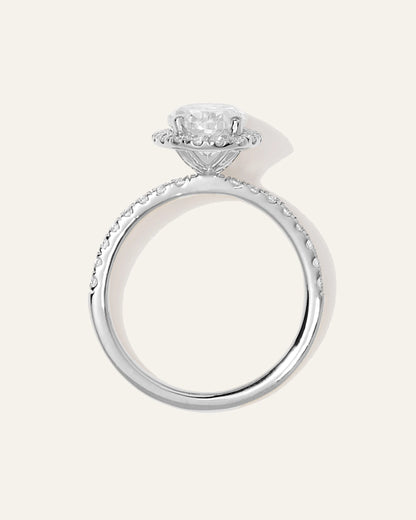Lab Grown Diamond Oval Halo Pave Engagement Ring - 1.50ct - 4 / Yellow Gold