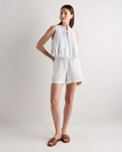 100% European Linen Pleated Tank - XS / Moonstone Blue