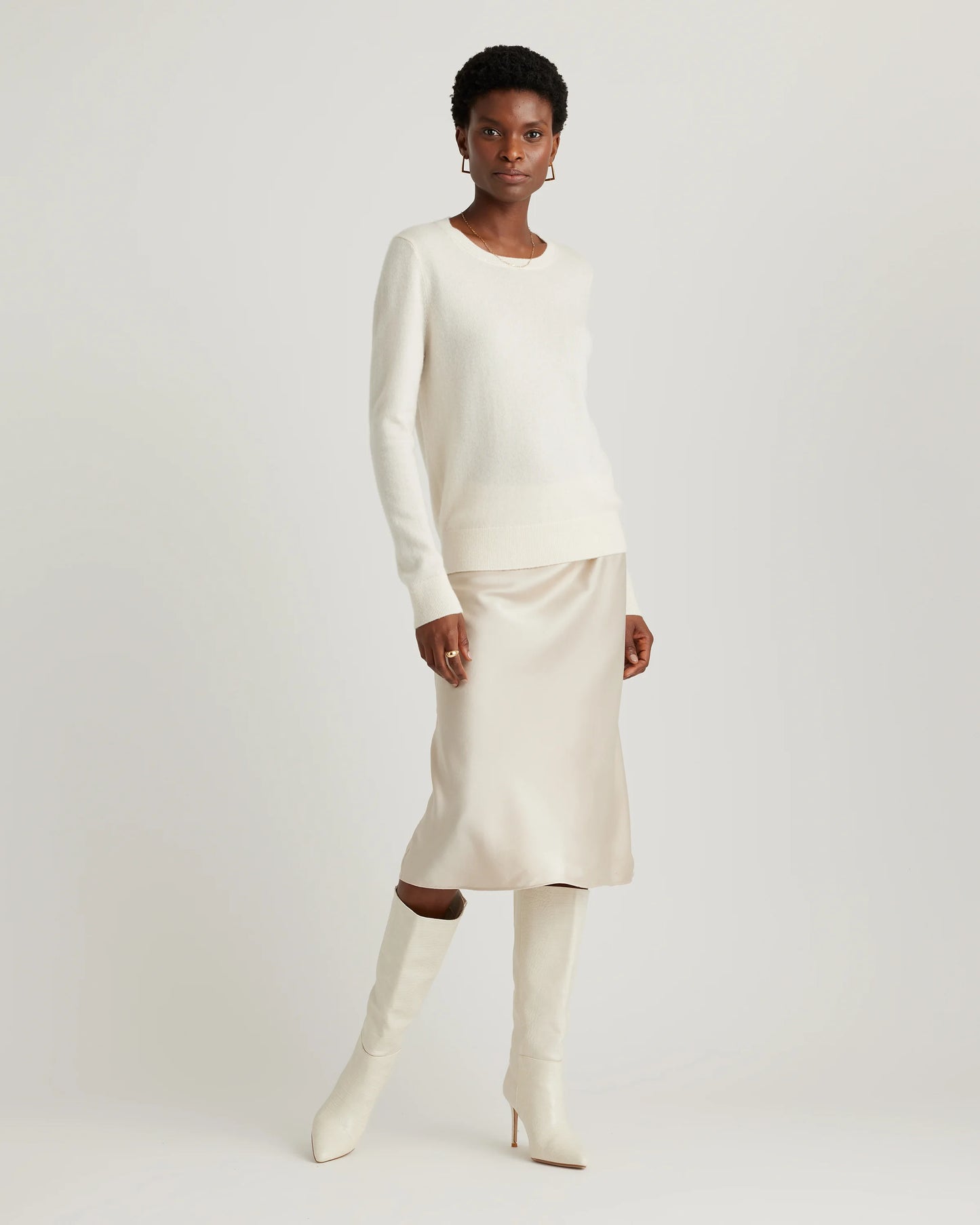 100% Washable Silk Skirt - XS / Champagne