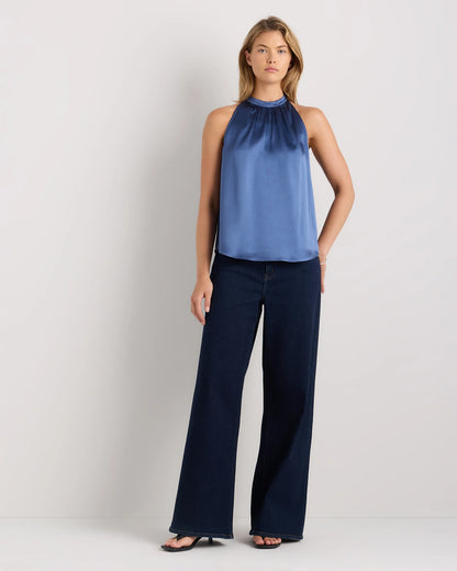 100% Washable Silk Halter Top - XS / Moonstone Blue