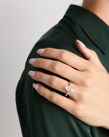 Lab Grown Diamond Marquise Comfort Fit Engagement Ring - 2ct - 4 / Yellow Gold