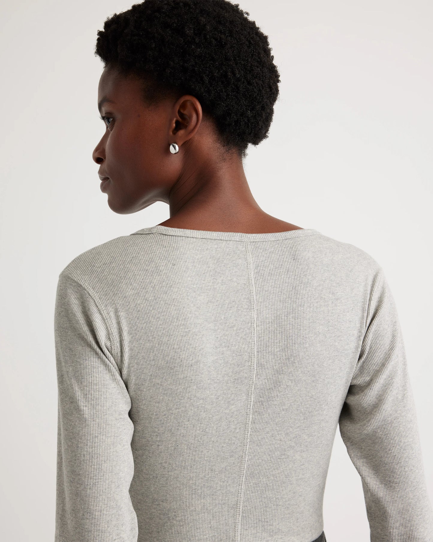Organic Cotton Micro-Rib Long Sleeve Tee - XS / Moonstone Blue