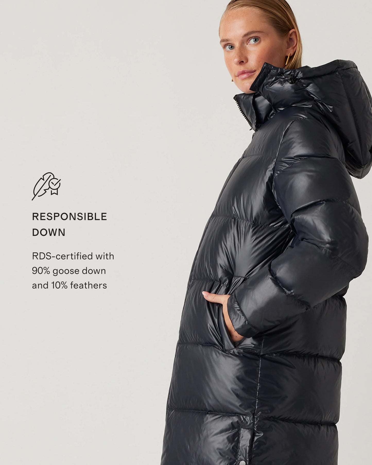 Responsible Down Long Puffer Jacket - XS / Black