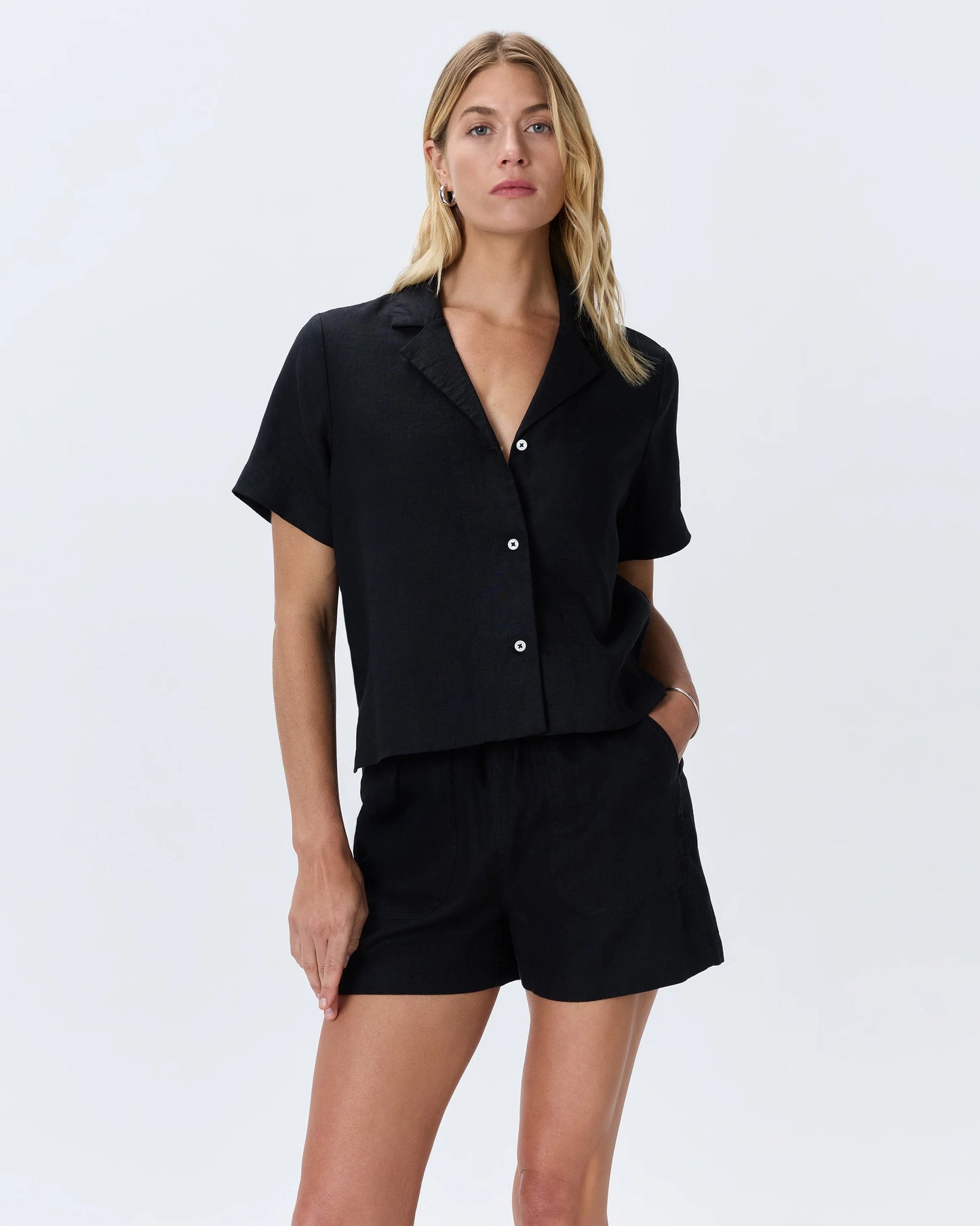 100% European Linen Short Sleeve Shirt - XS / Moonstone Blue